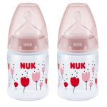 Nuk First Choice+ Temperature Control Bottle Silicone Teat 0-6 Months - 150ML 2 Pack - Tulip
