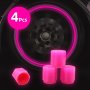 4pcs Set Eye-catching Fluorescent Tire Valve Cap: Enhancing Safety And Style For Bicycles Motorcycles And Cars - Durable Plastic