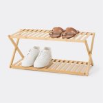 Shoe Storage Rack 2-TIER Bamboo Foldable