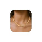 Findchic Gold Cuban Link Chain Necklace For Women Stainless Steel Vintage Curb Chain Necklace For Layering Trendy 18 Inch Hip Ho