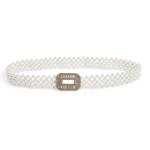 Cream Rhinestone Pearl Stretch Belt