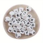10PCS Silicone Alphabet Beads Set 12MM - Perfect For Diy Bracelets Id Badges Keychains & Jewelry Crafting Accessories