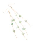 Goldair Gold Green Semi Precious Stone Chip & Chain Drop Earrings
