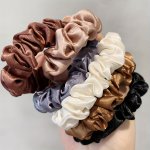 6PCS Elegant Satin Scrunchies - Soft Silky Hair Ties For Women & Girls Solid Color Ponytail Holders