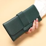 Women's Fashion Tri-fold Wallet Long Clutch Mobile Phone Bag Multi-functional Snap Button Card Holder