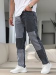 Men's Casual Street Style Slim Patchwork Denim Pants For Spring Summer