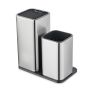 3 In 1 Kitchen Knife Block & Utensil Storage Holder - Silver