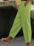 Elastic Waist Pockets Solid Pants Casual Versatile Pant With Pockets Women's Clothing
