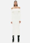 Rib-knit Off-the-shoulder Dress - White