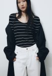 Rib-knit Top - Black & White Striped