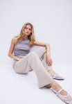 Linen-blend Pull-on Trousers - Beige Grey