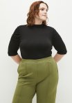 Plus The Luxe Essential Polo Basic Draped Balletrina Sleeve - Black