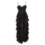 Black Corset Tiered Tie Back Dress
