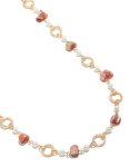 Goldair Gold Pink Shell Beads & Open Circle Long Necklace