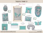 Cot Duvet Bedding Ellie Elephant Turquoise Dumbo Set With Stars
