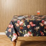 Carmel Designer Bloom Noir Tablecloth Noir - 10-12 Seater 150X340CM