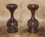 Wooden Hand Crafted Tribal Candle Holder Set