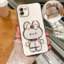 Cute Cartoon Rabbit Makeup Mirror Phone Case With Lanyard And Holder Stand For Samsung A03/A03S/A04/A04E/A05/A12/A13 4G/5G/A14 4G/5G/A15/A20/A21S/A22 4G/5G/A23 4G/5G/A24 4G/A31/A32/A32 5G/A50/A51/A52/A52S/A53 5G/A54 5G/A70/A71