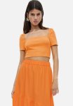 Square-neck Cropped Top - Orange