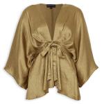 Goldair Gold Tie Front Kaftan Top