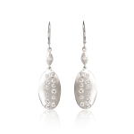 Shield Earrings With Metal Set Crystals - Solid 9KT White Gold