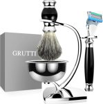 Grutti Premium Shaving Kit For Men 4 In 1 Shaving Set Includes Shaving Stand & Soap Bowl &brush Deluxe Safety Mens Razor Holder
