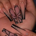 Extra Long Ballerina Press On Nails Coffin Fake Nails With Butterfly Design Glossy False Nails For Women And Girls 24 Pcs