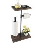 Toilet Paper Holder Freestanding Tissue Paper Roll Holder Stand Toilet Paper Storage Dispenser Bathroom Accessories Tissue Holder With Rustic Woode