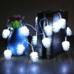20 Leds Solar Powered Pine Cone Outdoor Energy Saving Holiday Wedding Decoration String Light Garden Landscape Lamp White Light