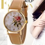 Fashion Casual Rose Flower Dial Quartz Wrist Watch Ideal Choice For Gifts