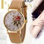 Fashion Casual Rose Flower Dial Quartz Wrist Watch Ideal Choice For Gifts