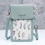 Touchscreen Cell Phone Bag MINI Pu Shoulder Purse With Floral Print Aesthetic Flap Crossbody Wallet