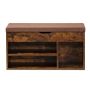Vintage-style Wood Grain Shoe Bench With Padded Seat Cushion