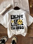 Letter Print T-Shirt Short Sleeve Crew Neck Casual Top For Summer & Spring Women's Clothing
