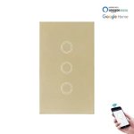 Wifi Smart Touch Switch 3 Channel Gold No Neutral Ewelink