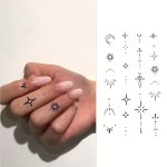 Temporary Tattoos For Fingers - Assorted Designs With Stars Moons And Dots - Waterproof Realistic Non-reflective Body Art Sticke