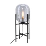Pedestal Black And Smoke Glass Table Lamp