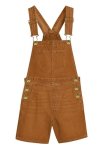 Remimi Kids Cotton Adjustable Straps Shortall Denim Brown Overall Shorts Loose Button Design Jeans 5-6 Years