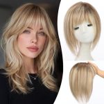 Emmor 12 Inch Human Hair Topper For Women - Real Hair Topper With Bangs & 6.5" 6.5" Larger Base Natural Thin Hair Solution For