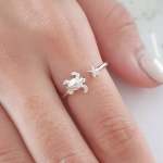 Esmira - 925 Sterling Silver Cz Turtle Ring - Size 8
