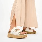Gen Ff-max Two Bar Buckle Leather Slides - Urban White - 8