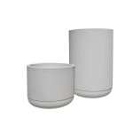 Match Cylinder Japi Planter With Saucer White - Large