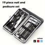 19PCS/ Set Stainless Steel Personal Care Manicure Nail Art Beauty Nail Cutter Set Nail Art Tool