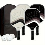 4PCS Pickleball Paddles Set Pickleball Rackets Fiberglass Face & Polymer Honeycomb Core Includes 4 Pickleball Paddles And 4 Outd