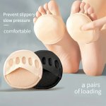 2PCS Traceless Sponge Forefoot Pad Sweat-absorbing High-heeled Shoes Insoles Five-finger Half-cut Socks Women's Anti-odor Half-s