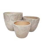 Pot Cover - White Leaf Pewter