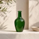 Olive Green Glass Bottle Vase