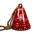 Bell With Jute Rope Metal 19X19X23CM Red Snowflake