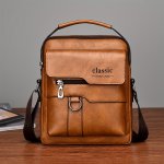New Pu Leather Men's Shoulder Bag Retro Vertical Business Casual Bag Large Capacity Convenient Portable Briefcase Valentine's Da
