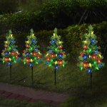 4 Pack Solar Christmas Tree Aisle Lights 80LED Garden Lights With Strawberry String Lights 8 Modes Christmas Tree Aisle Stake Li